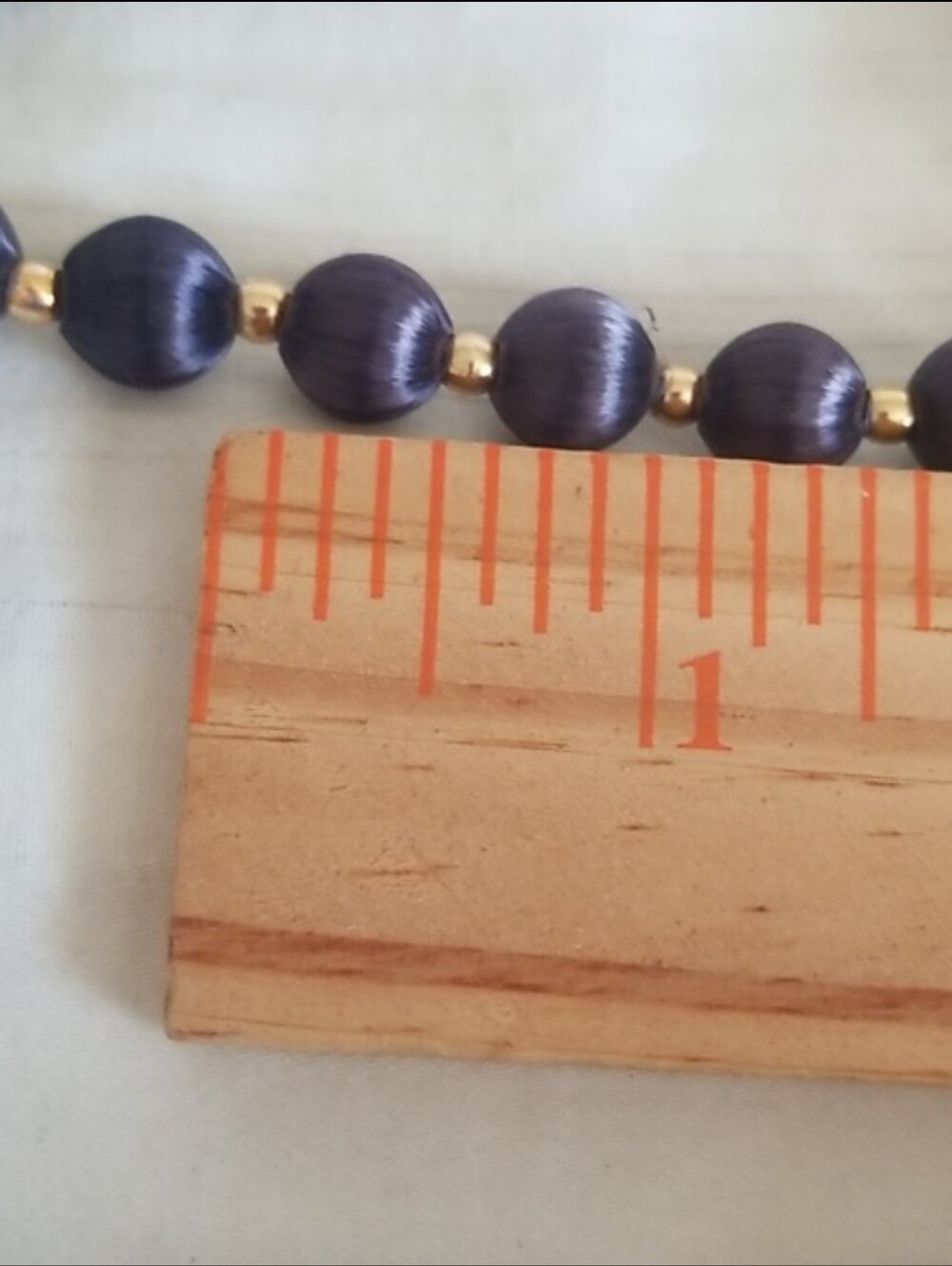 Elegant Purple Satin Bead Necklace with Gold Accent